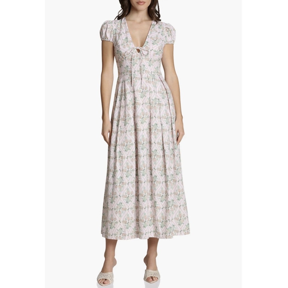 ANTHROPOLOGIE AVEC LES FILLES Women's 6 New Maxi Dress Floral LINEN Blend